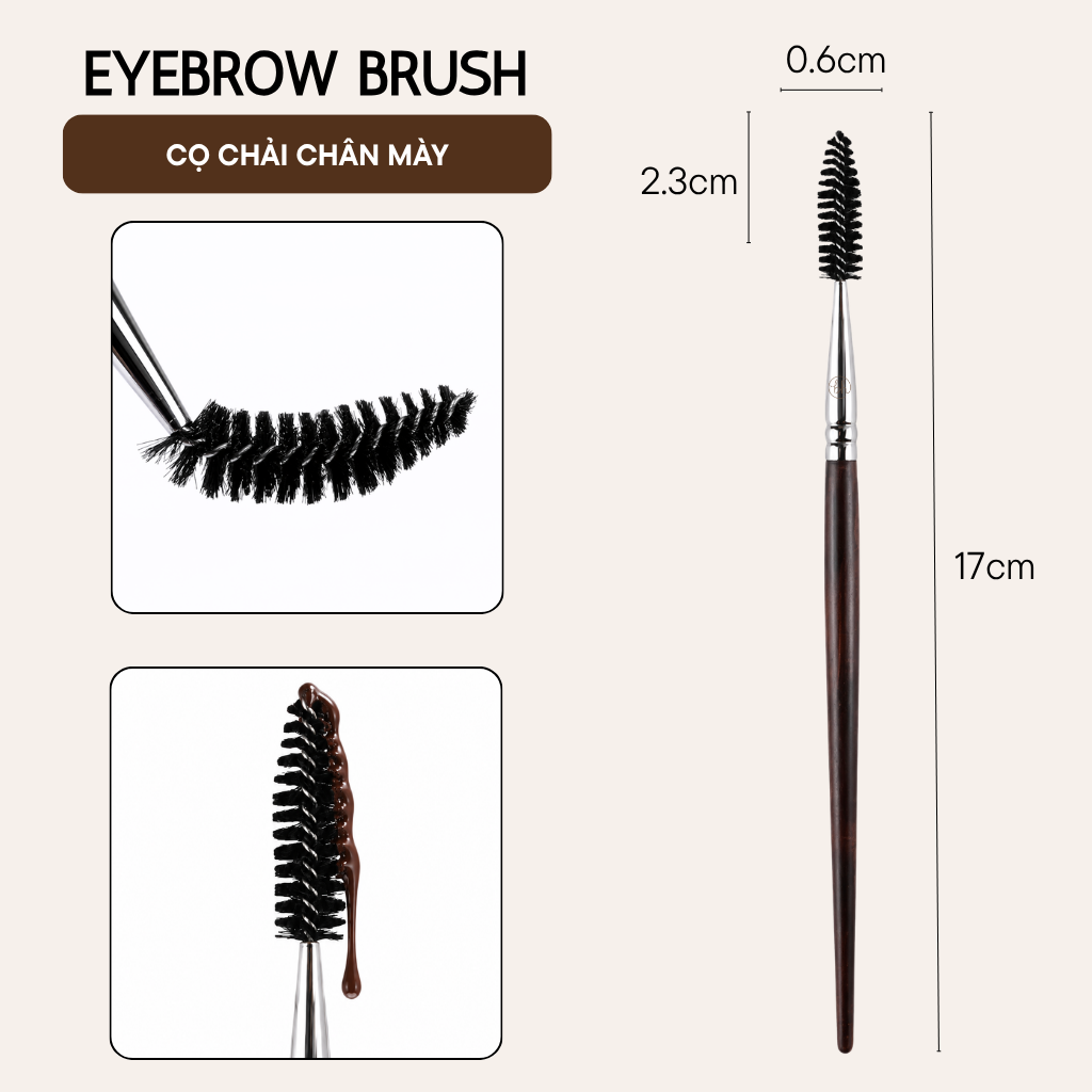 Cọ chải mày và mi cuốn xoắn Bh Cosmetics Eyebrow Brush BH017
